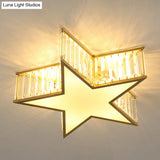 Contemporary Crystal Flush Mount Ceiling Light Fixture - Pentagram Design