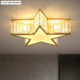 Contemporary Crystal Flush Mount Ceiling Light Fixture - Pentagram Design
