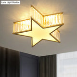 Contemporary Crystal Flush Mount Ceiling Light Fixture - Pentagram Design