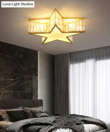 Contemporary Crystal Flush Mount Ceiling Light Fixture - Pentagram Design
