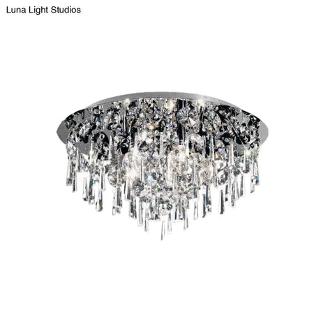 Contemporary Crystal Fringe Flush Mount Ceiling Light With 4 Chrome Heads