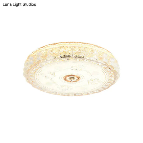 Contemporary Crystal Led Ceiling Lamp With Gold Flush Mount For Bedroom