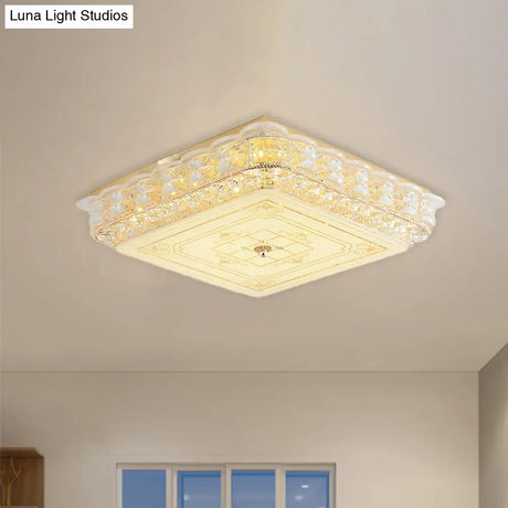 Contemporary Crystal Led Ceiling Lamp With Gold Flush Mount For Bedroom