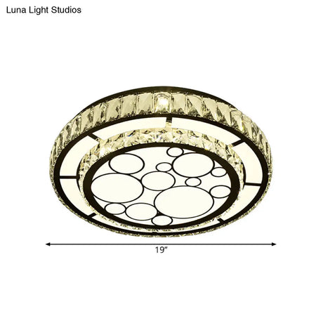 Contemporary Crystal Led Ceiling Light Flush Mount - Modern Hand-Cut Design Chrome Finish 10/19 Wide