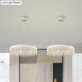 Contemporary Crystal Led Chandelier Lamp With Dual-Tiered Ring Design – Silver Suspension