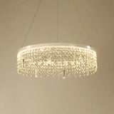 Contemporary Crystal Led Chandelier Lamp With Dual-Tiered Ring Design – Silver Suspension