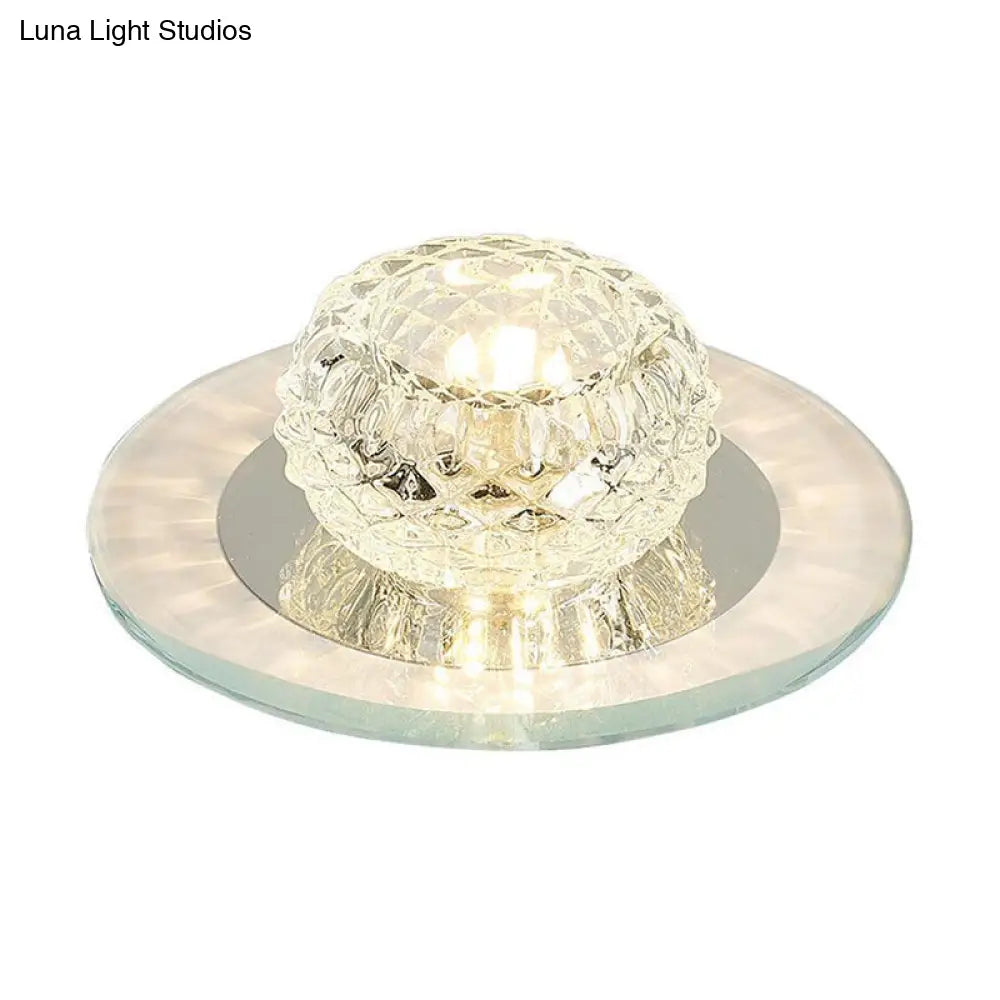 Contemporary Crystal Led Flush Mount Ceiling Light - Bud Fixture In Clear