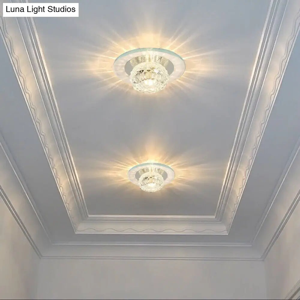 Contemporary Crystal Led Flush Mount Ceiling Light - Bud Fixture In Clear