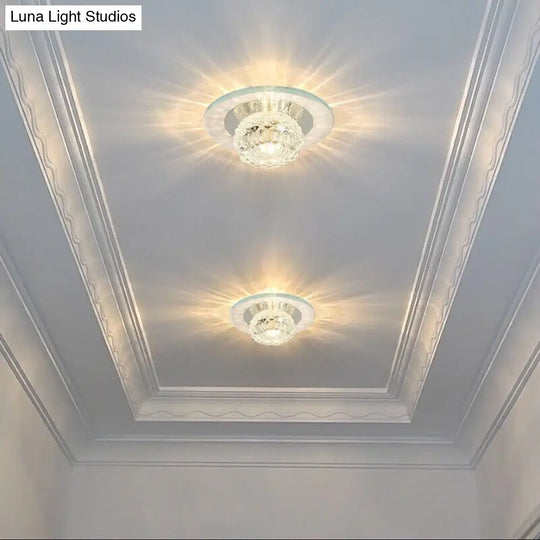 Contemporary Crystal Led Flush Mount Ceiling Light - Bud Fixture In Clear