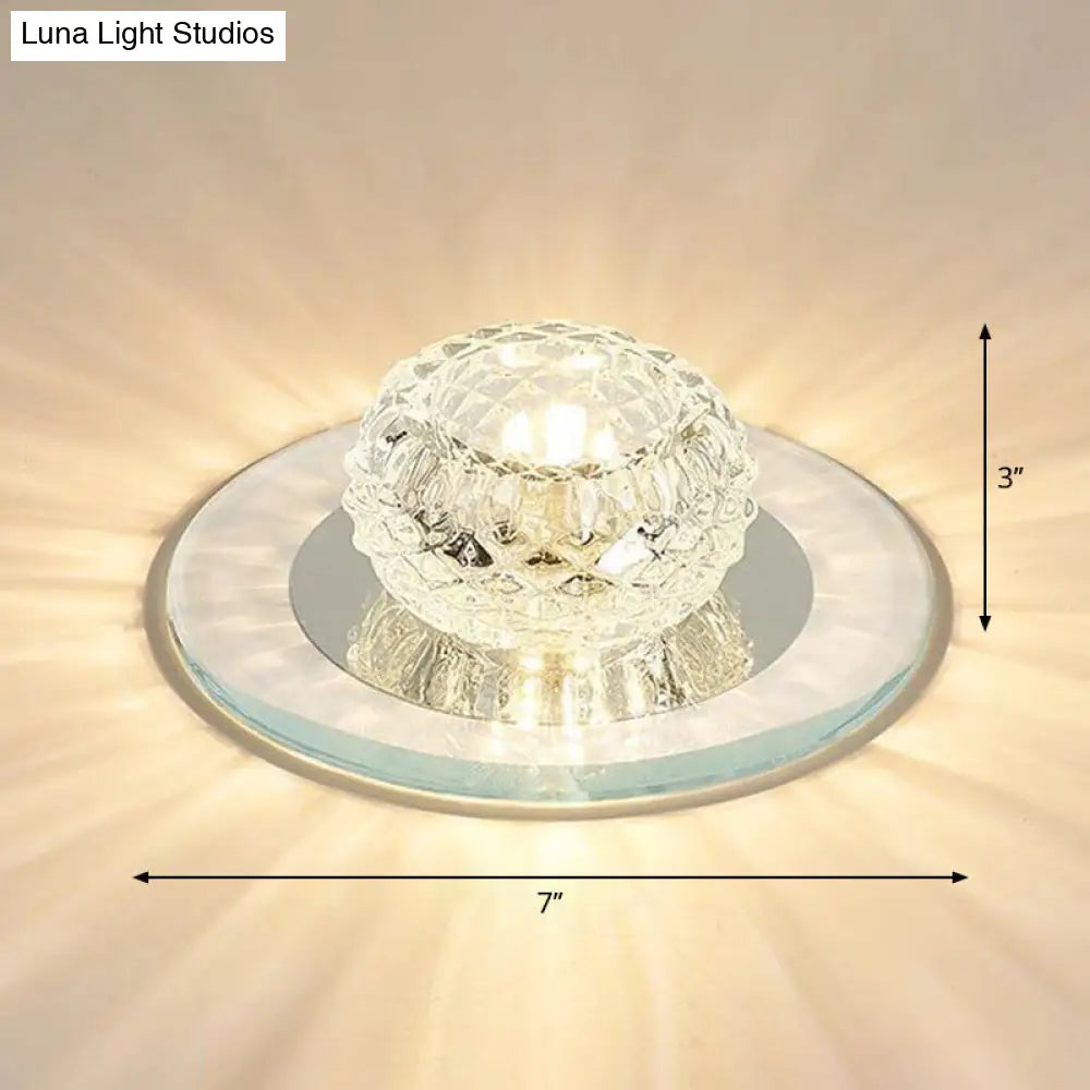 Contemporary Crystal Led Flush Mount Ceiling Light - Bud Fixture In Clear / Warm