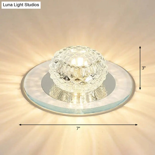 Contemporary Crystal Led Flush Mount Ceiling Light - Bud Fixture In Clear / Warm
