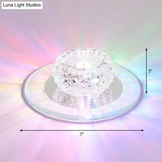 Contemporary Crystal Led Flush Mount Ceiling Light - Bud Fixture In Clear / Multi Color