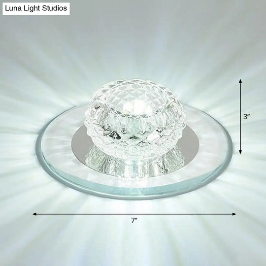 Contemporary Crystal Led Flush Mount Ceiling Light - Bud Fixture In Clear / White