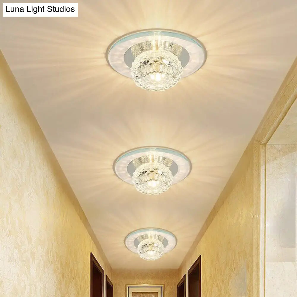 Contemporary Crystal Led Flush Mount Ceiling Light - Bud Fixture In Clear