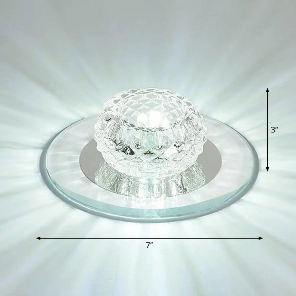 Contemporary Crystal Led Flush Mount Ceiling Light - Bud Fixture In Clear / White