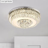 Contemporary Crystal Led Flush Mount Ceiling Light With Clear Drops For Bedroom