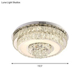 Contemporary Crystal Led Flush Mount Ceiling Light With Clear Drops For Bedroom