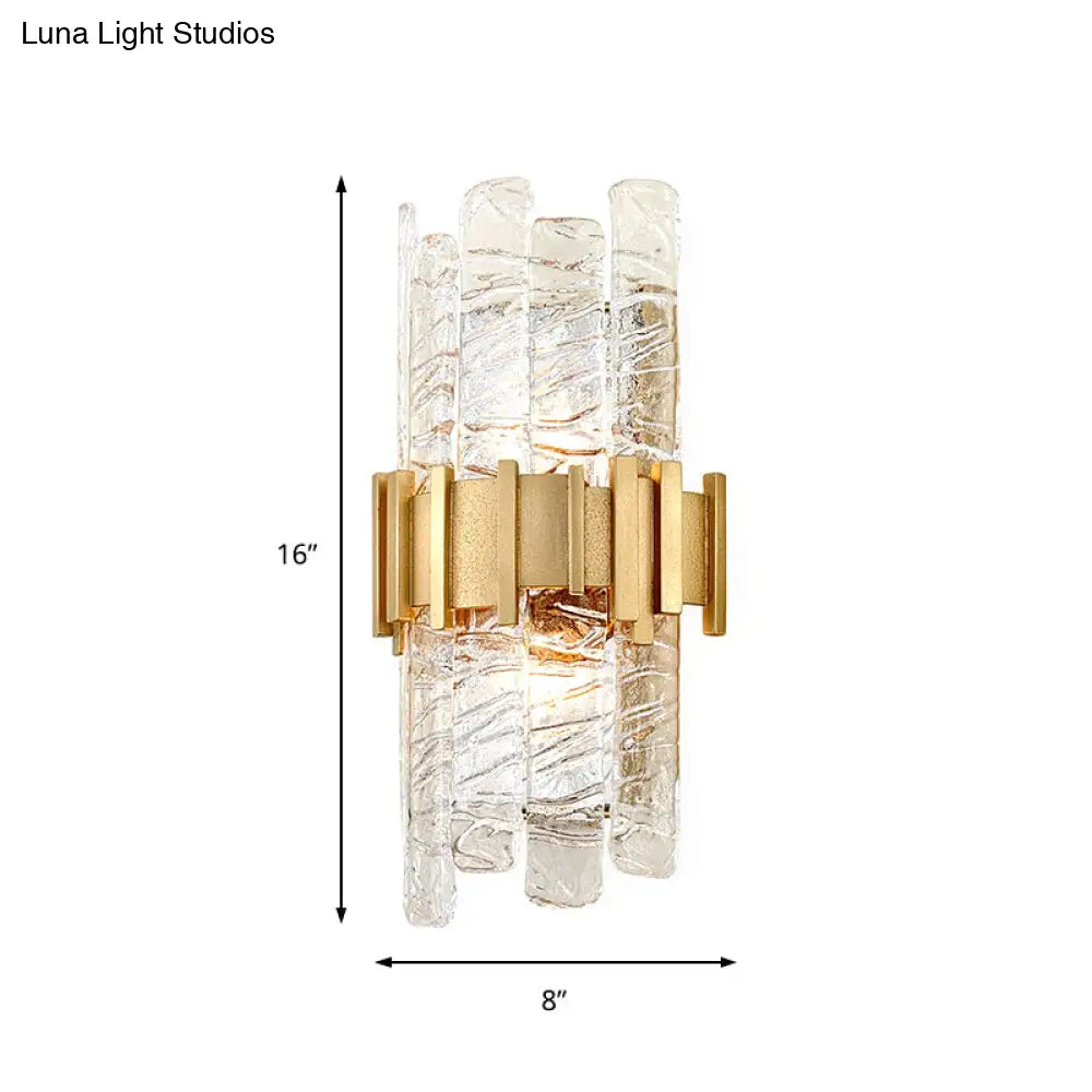 Contemporary Crystal Prism Wall Mount Light With 2 Bulbs - Clear Lamp For Living Room