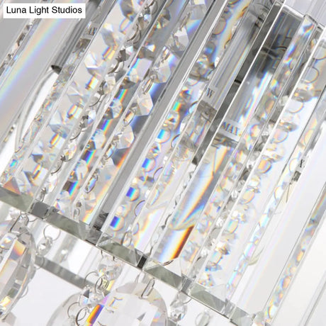 Contemporary Crystal Rod Drum Chandelier Pendant Light - 6 Heads Clear