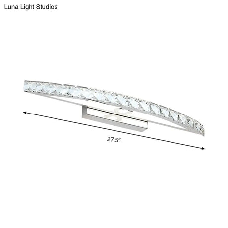 Contemporary Crystal Silver Wall Sconce Light - Bow Shaped Vanity Lighting For Bathroom Warm/White