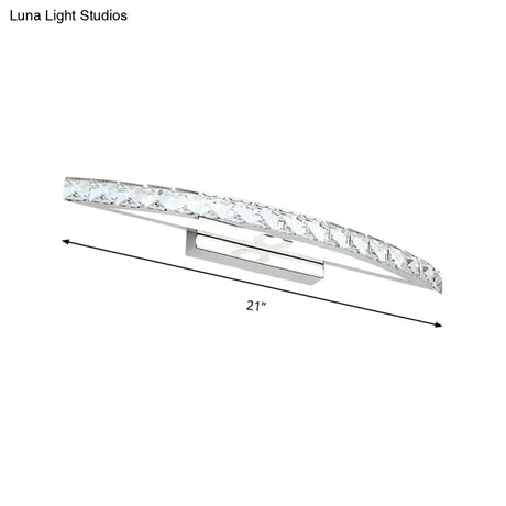 Contemporary Crystal Silver Wall Sconce Light - Bow Shaped Vanity Lighting For Bathroom Warm/White