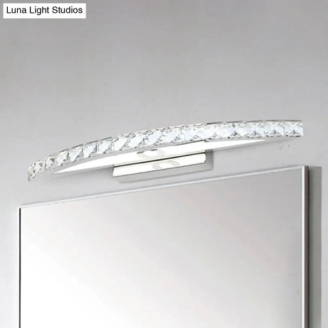 Contemporary Crystal Silver Wall Sconce Light - Bow Shaped Vanity Lighting For Bathroom Warm/White