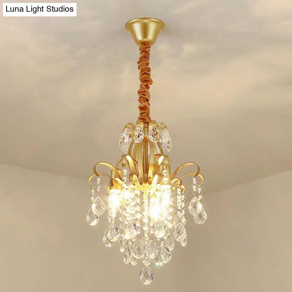 Contemporary Crystal Strands Ceiling Light Fixture - Terrace Semi Flush Mount Chandelier Gold / H
