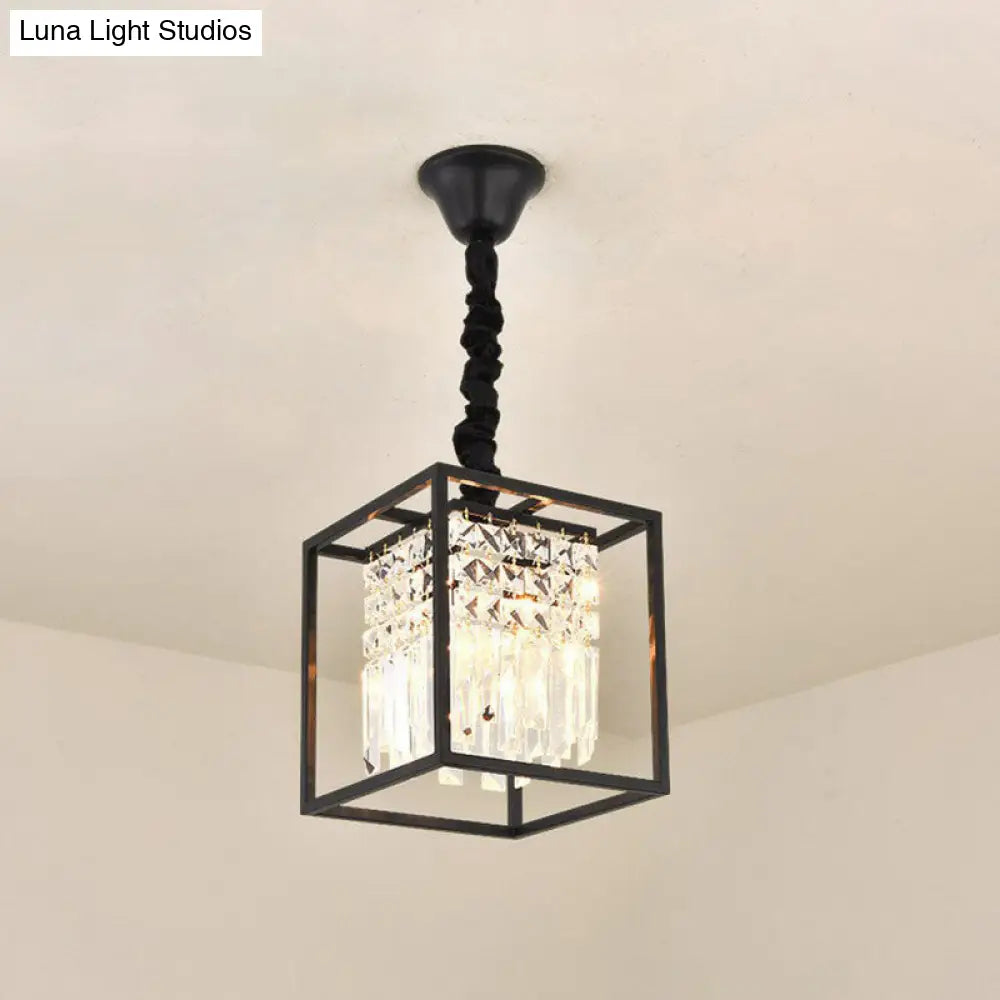 Contemporary Crystal Strands Ceiling Light Fixture - Terrace Semi Flush Mount Chandelier Black / E