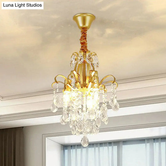 Contemporary Crystal Strands Ceiling Light Fixture - Terrace Semi Flush Mount Chandelier
