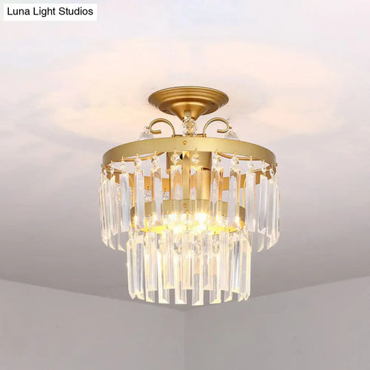 Contemporary Crystal Strands Ceiling Light Fixture - Terrace Semi Flush Mount Chandelier Gold / F