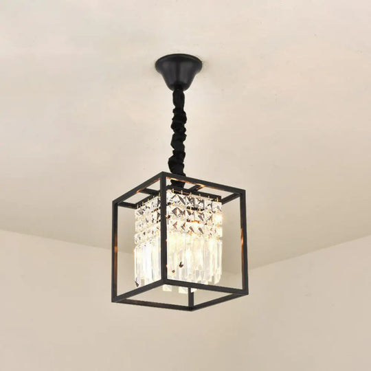 Contemporary Crystal Strands Ceiling Light Fixture - Terrace Semi Flush Mount Chandelier Black / E