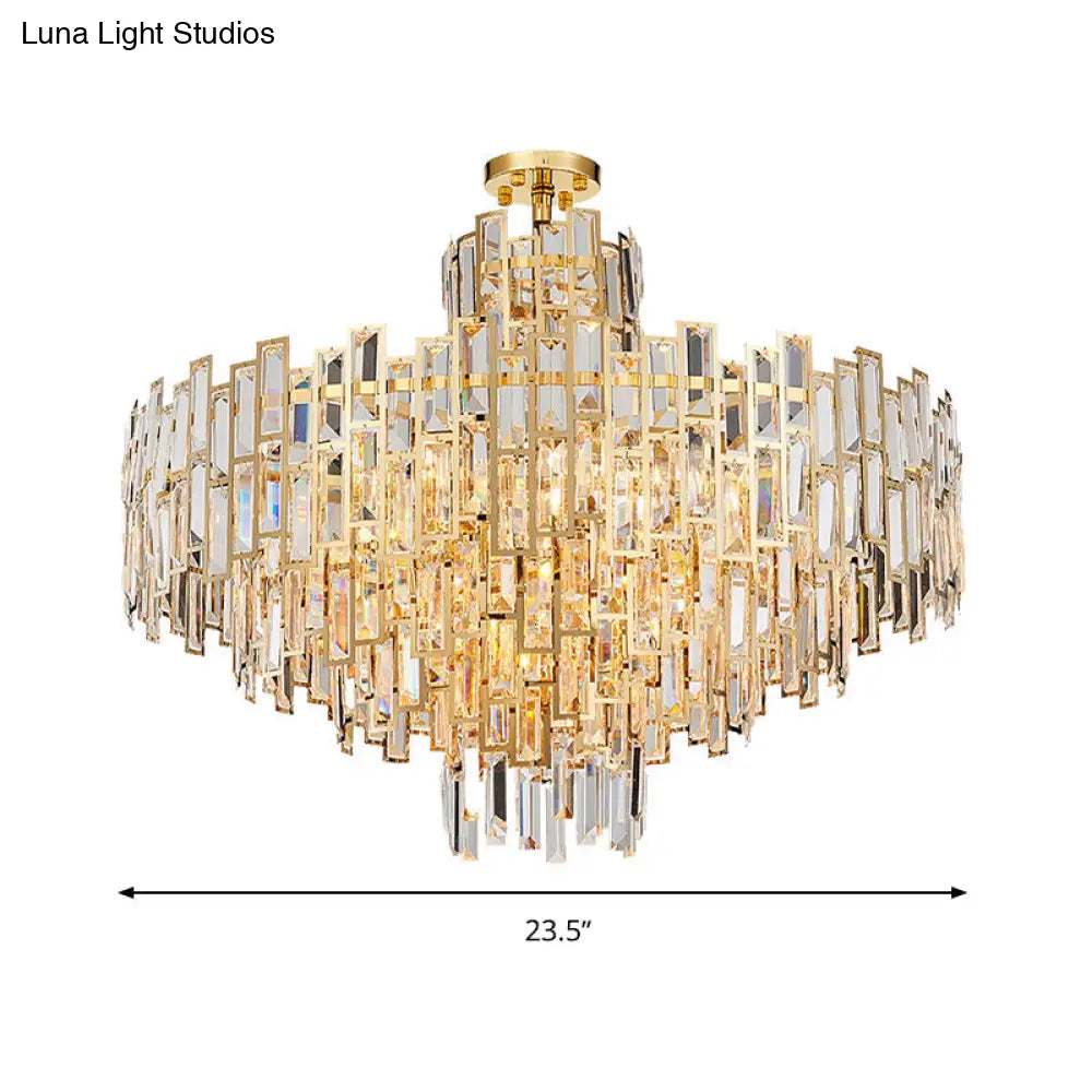 Contemporary Crystal Tiered Hanging Chandelier - 8/13 Heads 23.5/31.5 Gold Light For Living Room