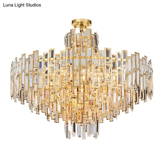 Contemporary Crystal Tiered Hanging Chandelier - 8/13 Heads 23.5/31.5 Gold Light For Living Room