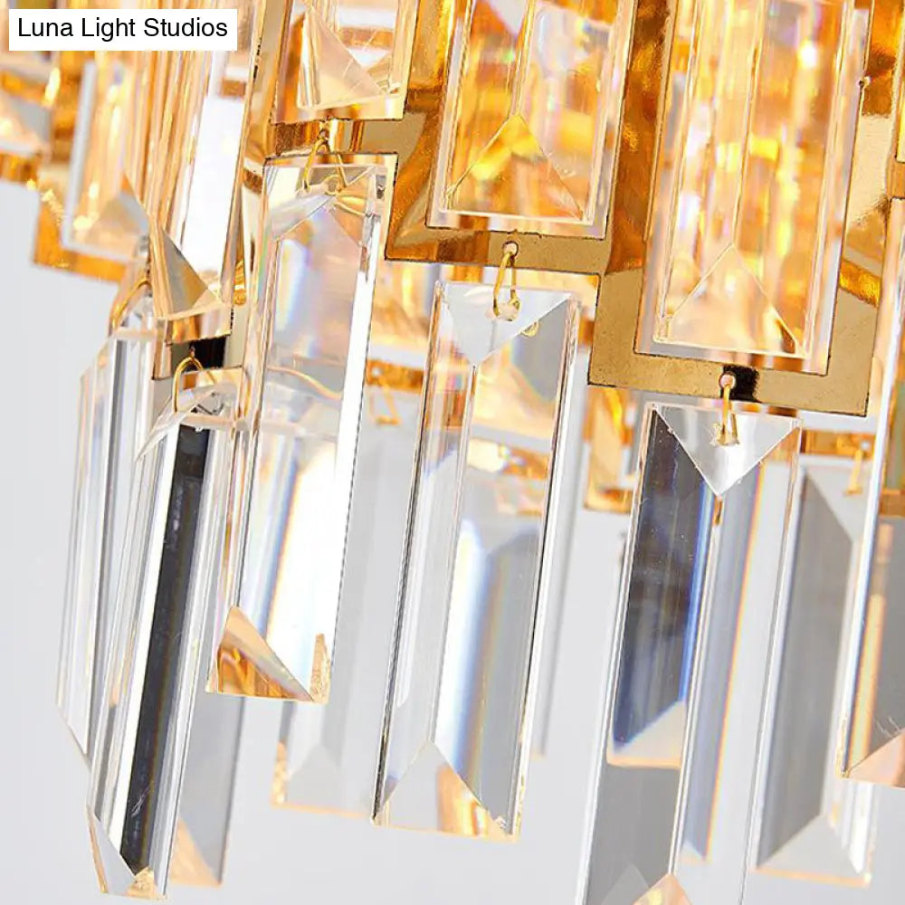 Contemporary Crystal Tiered Hanging Chandelier - 8/13 Heads 23.5/31.5 Gold Light For Living Room