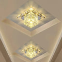 Contemporary Cube Crystal Led Flush Mount Ceiling Light In Chrome For Hallways / Warm
