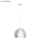 Contemporary Domed Cage Hanging Lamp Kit For Living Room - Metal Single Bulb Suspension Pendant In