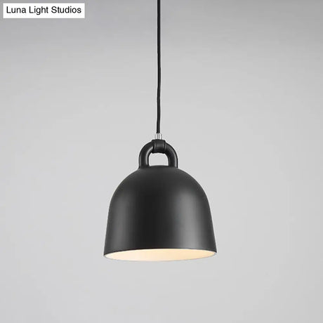 Contemporary Domed Pendant Lamp: Metal 1 Light Black Suspension Lighting For Dining Room