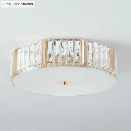 Contemporary Drum Crystal Flush Mount Lamp - 6/8 Bulbs Clear Rectangular - Cut Crystals