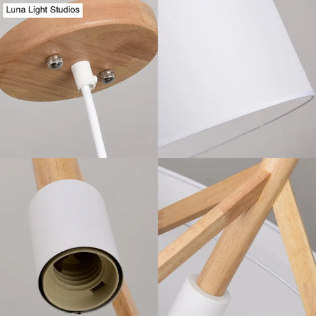 Contemporary Drum Pendant Light - White/Black Fabric 1-Light Ceiling Fixture