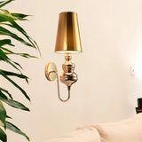 Contemporary Fabric Barrel Wall Mount Light - Bedroom Sconce (Black/Silver/White) Gold