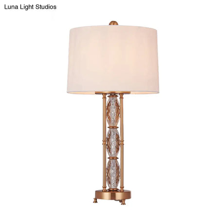 Contemporary Faceted Crystal Desk Lamp: Oblong Shape 1 Head Gold Finish