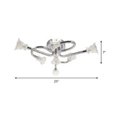 Contemporary Floral Crystal Ceiling Light In Warm/White Led With Stainless-Steel Mount