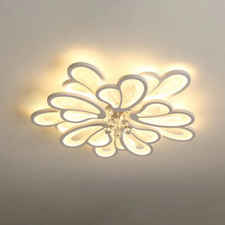 Contemporary Floral Flushmount Ceiling Light For Living Room Décor White / 31.5