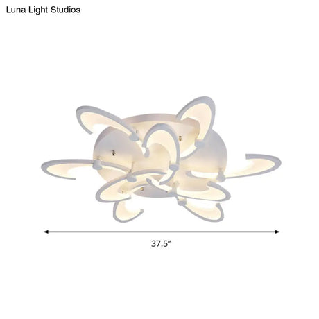 Contemporary Floral Led Ceiling Light Fixture In Warm/White/Natural With 3/6/9 Lights