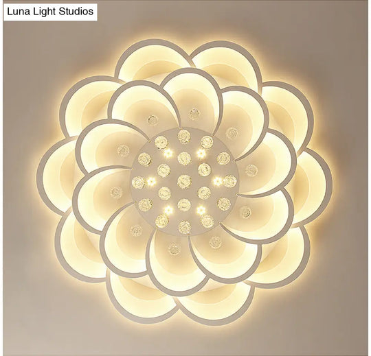 Contemporary Flower Flush Mount Ceiling Light - Acrylic Fixture For Living Room