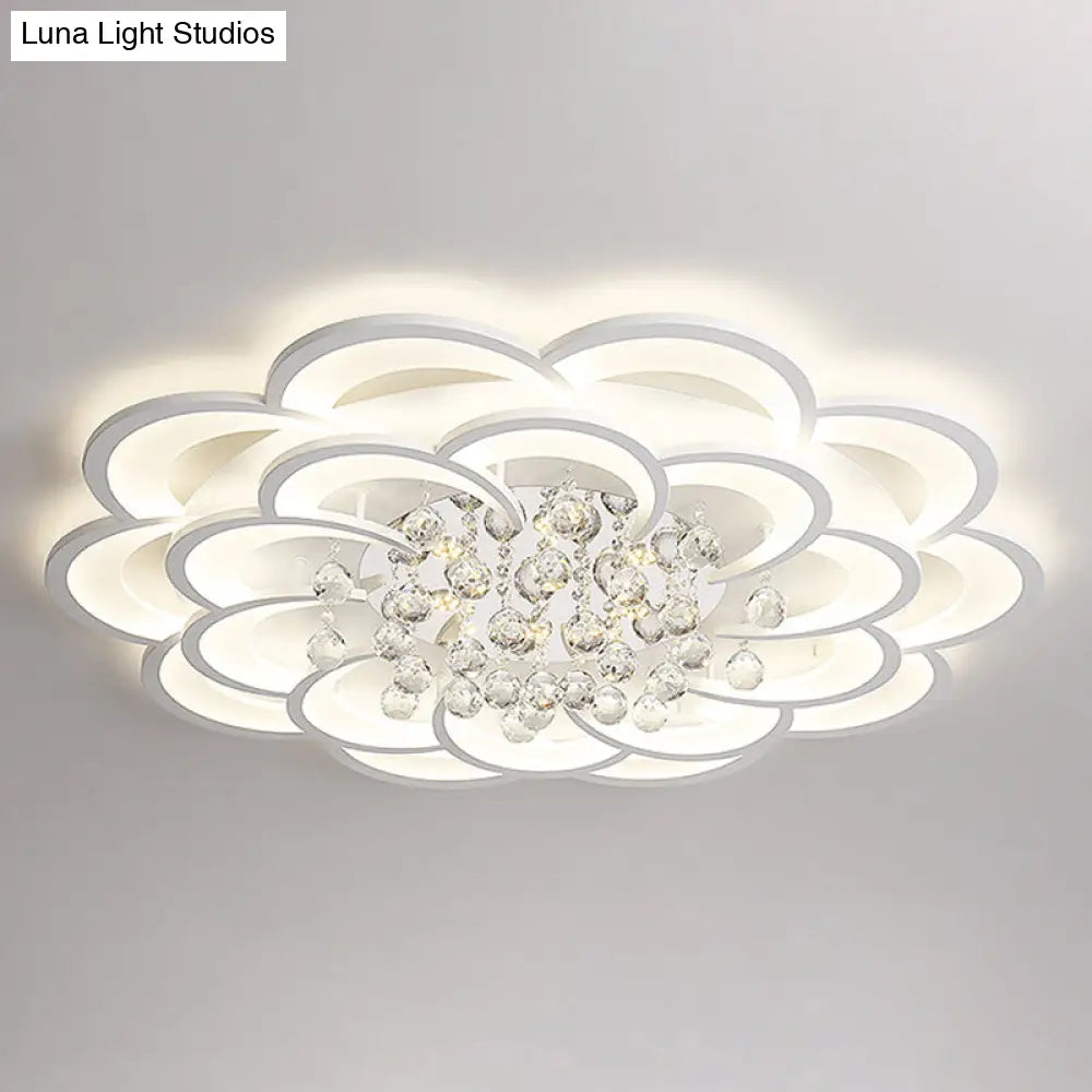 Contemporary Flower Flush Mount Ceiling Light - Acrylic Fixture For Living Room