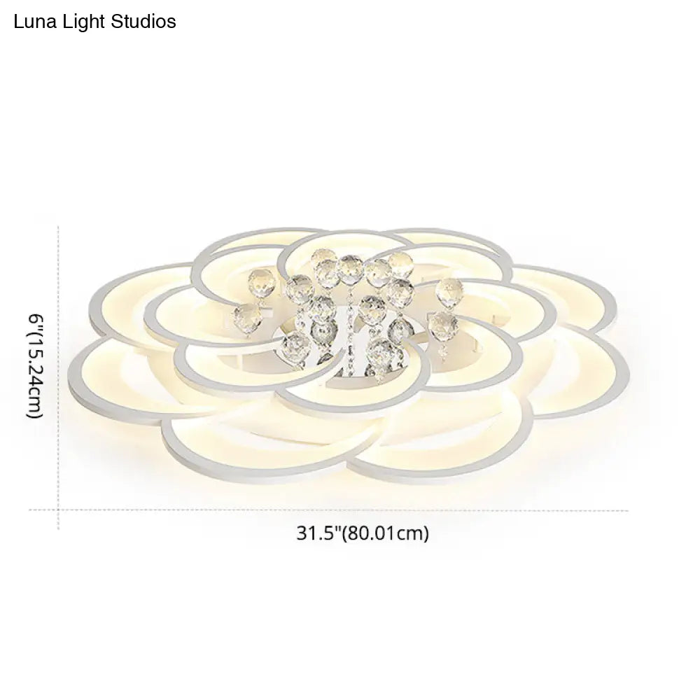 Contemporary Flower Flush Mount Ceiling Light - Acrylic Fixture For Living Room