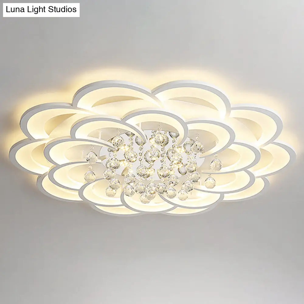 Contemporary Flower Flush Mount Ceiling Light - Acrylic Fixture For Living Room