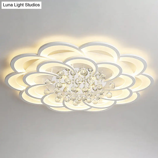 Contemporary Flower Flush Mount Ceiling Light - Acrylic Fixture For Living Room