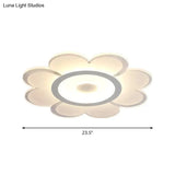 Contemporary Flower Shaped Acrylic Ceiling Light - White Led Flush Mount For Living Room